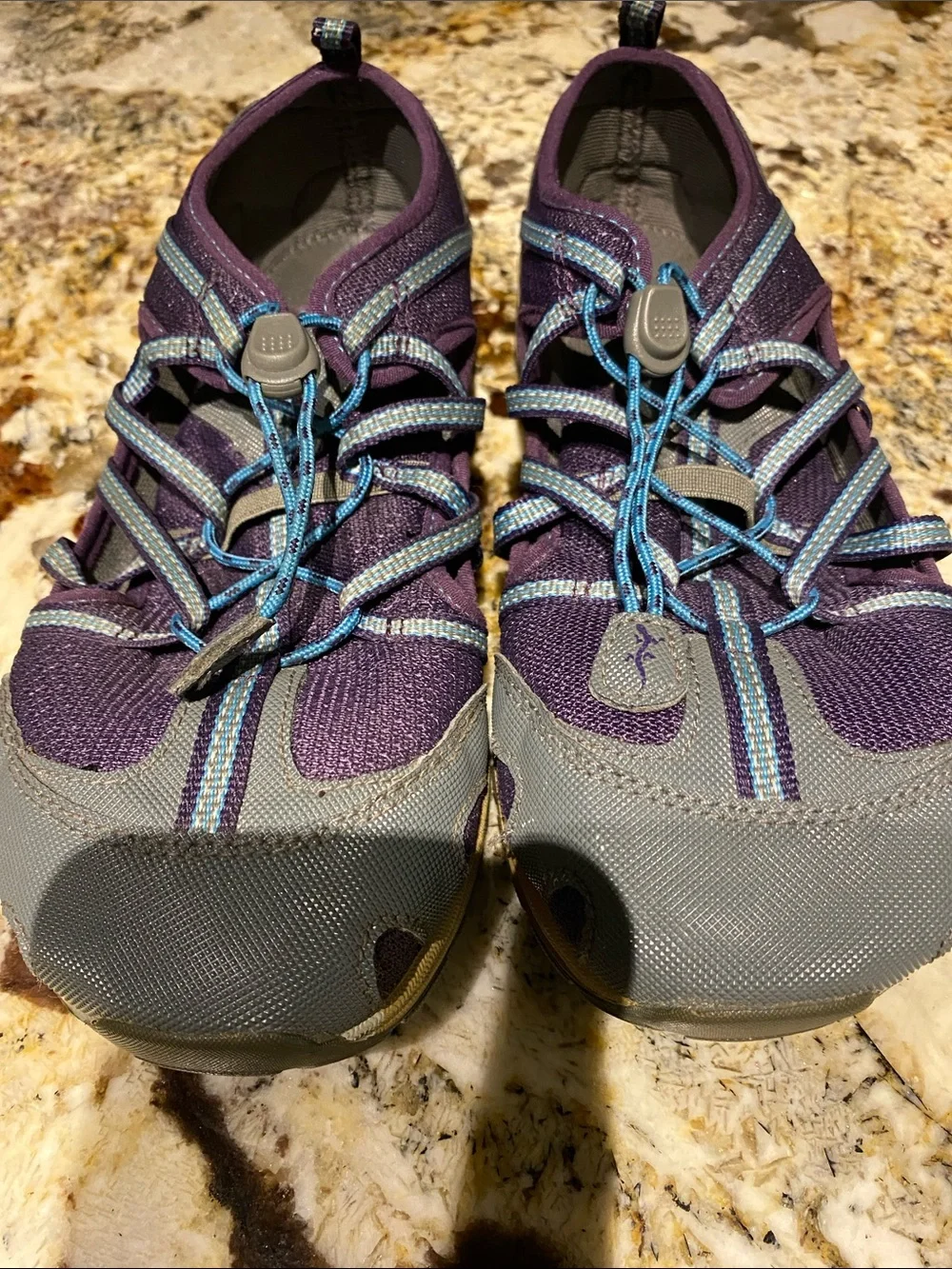 Chaco Kids Purple and Gray Water Shoes with Blue Lacing